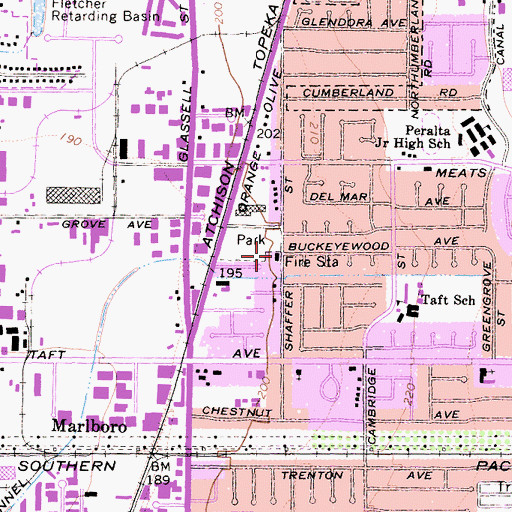 Topographic Map of Orange Fire Department Station 3, CA