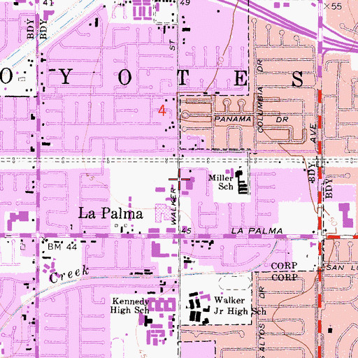 Topographic Map of Orange County Fire Authority Fire Station 13, CA