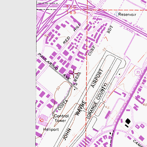 Topographic Map of Orange County Fire Authority Station 33, CA