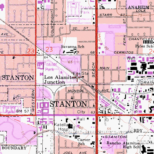 Topographic Map of Orange County Fire Authority Station 46, CA