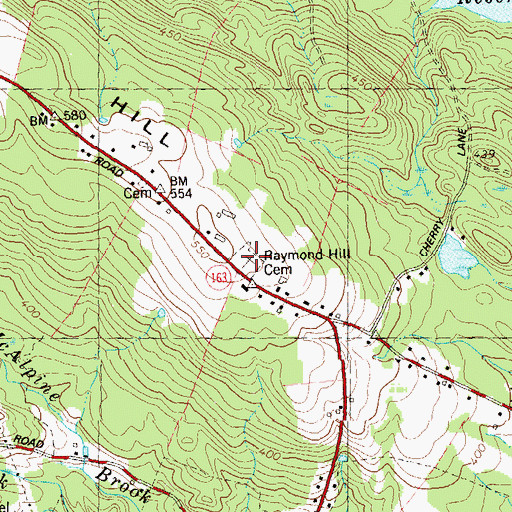 Topographic Map of Raymond Hill Cemetery, CT