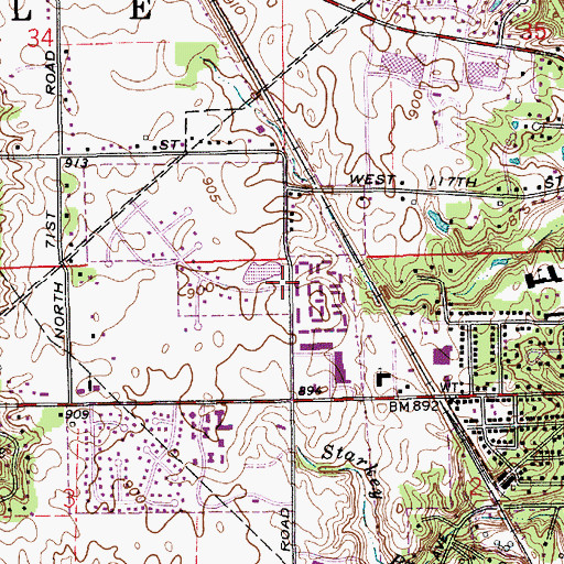 Topographic Map of Christ Church, IN