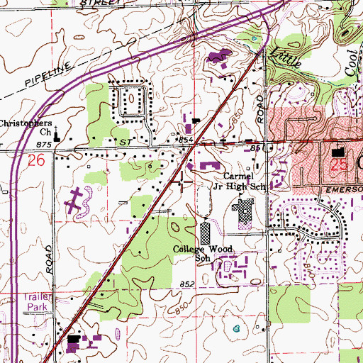 Topographic Map of Carmel Apostolic Church, IN