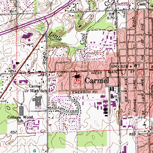 Topographic Map of Walnut Grove Christian Preparatory School, IN