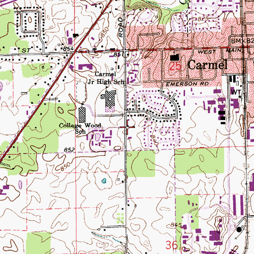 Topographic Map of New Life Community Church, IN