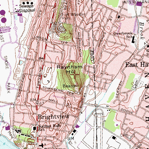 Topographic Map of Raynham Hill, CT
