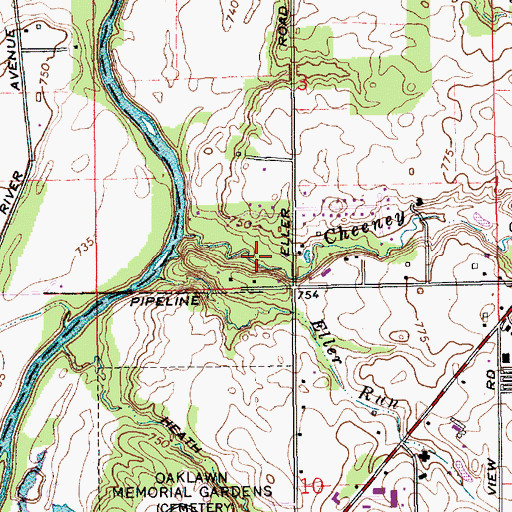 Topographic Map of Fishers Heritage Park At White River, IN