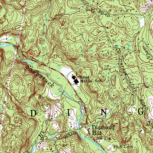 Topographic Map of John Read Middle School, CT