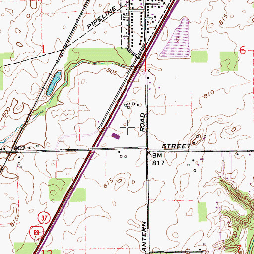 Topographic Map of Signature Park Northeast Business Park, IN