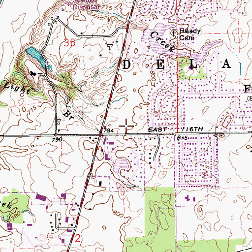 Topographic Map of Fishers Station Shopping Center, IN