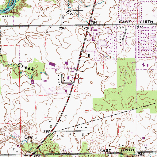 Topographic Map of Village At Main Street Shopping Center, IN