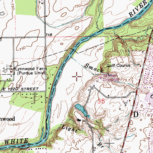 Topographic Map of Riverglen Golf Course, IN