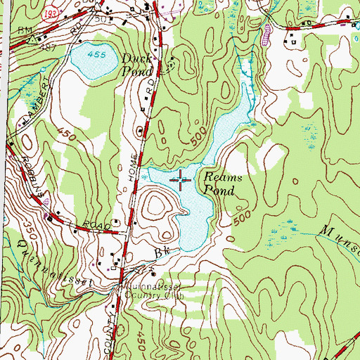 Topographic Map of Reams Pond, CT