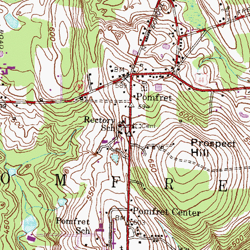 Topographic Map of Rectory School, CT