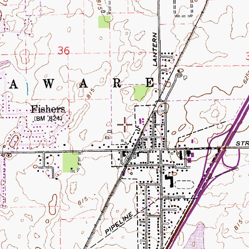 Topographic Map of Fishers Town Hall, IN