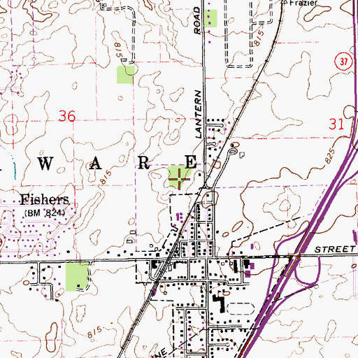 Topographic Map of Hamilton East Public Library, IN