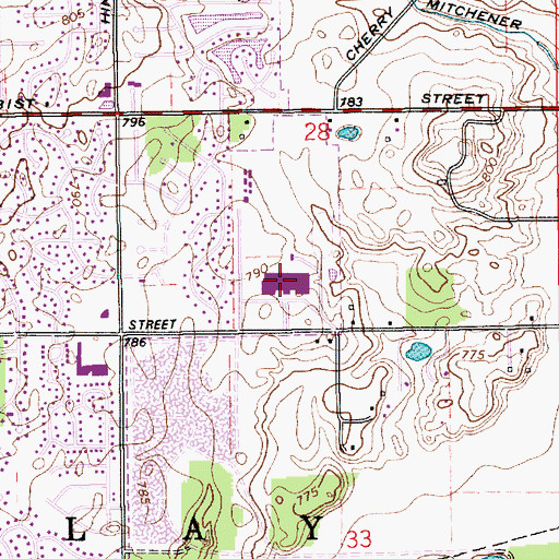Topographic Map of Clay Middle School, IN