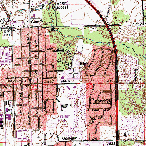 Topographic Map of Carmel High School, IN