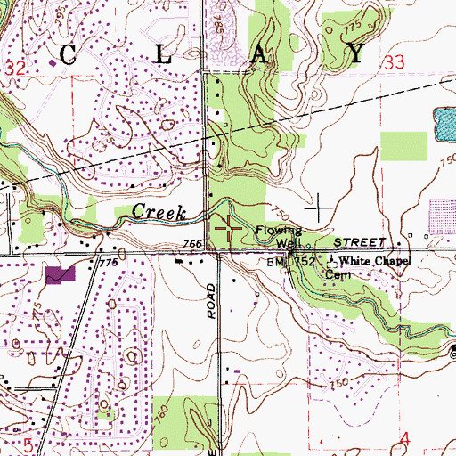 Topographic Map of Flowing Well Park, IN