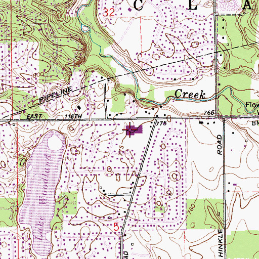 Topographic Map of Woodbrook Elementary School, IN