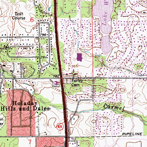 Topographic Map of Carmel Fire Department Station 43, IN