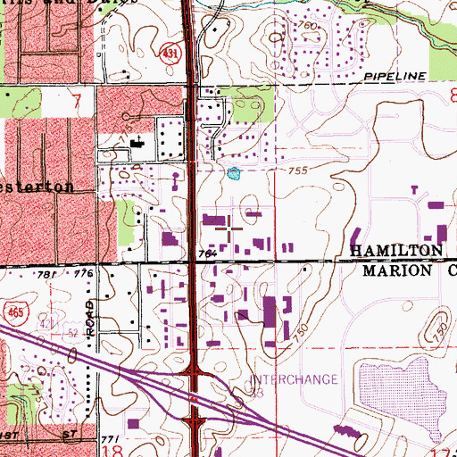 Topographic Map of Nelson Office Park, IN