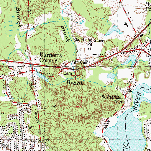 Topographic Map of Red Brook, CT