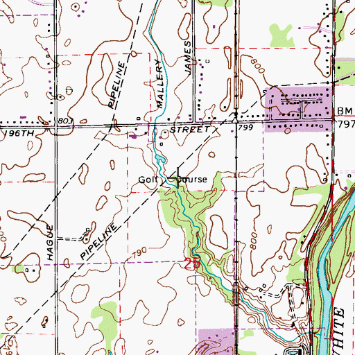 Topographic Map of Fox Prairie Golf Course, IN