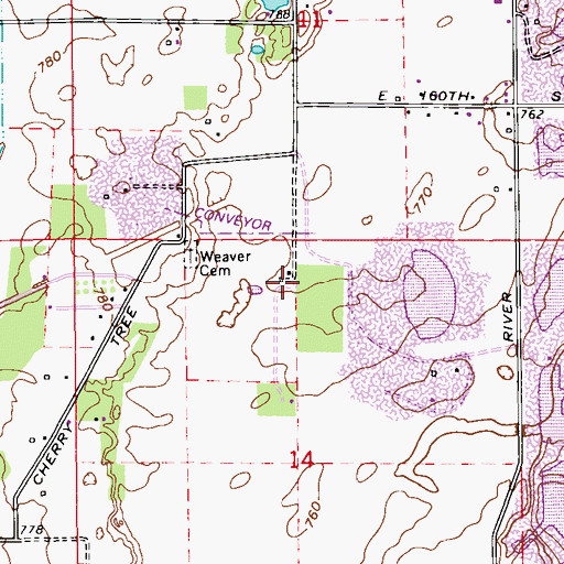 Topographic Map of Mannix Farms, IN