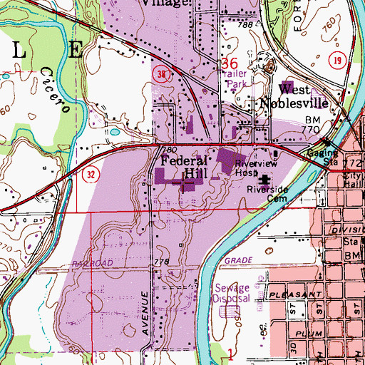 Topographic Map of Noblesville Square Shopping Center, IN