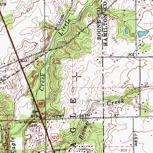 Topographic Map of Austin Oaks, IN