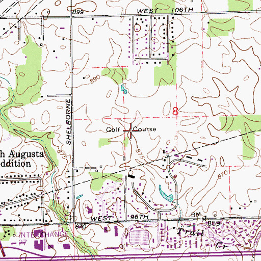 Topographic Map of Twin Lakes Golf Course, IN
