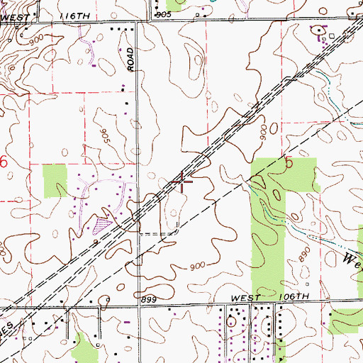 Topographic Map of Bridlebourne, IN