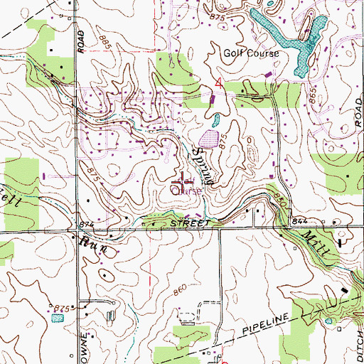 Topographic Map of Crooked Stick Golf Course, IN