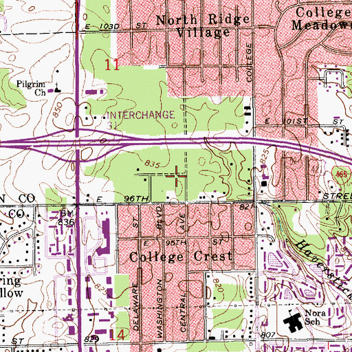 Topographic Map of Parkwood Crossing Business Park, IN