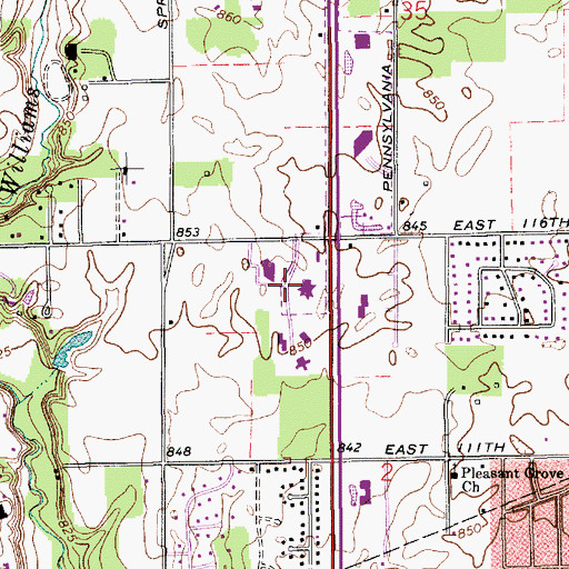 Topographic Map of Fidelity Plaza Business Park, IN