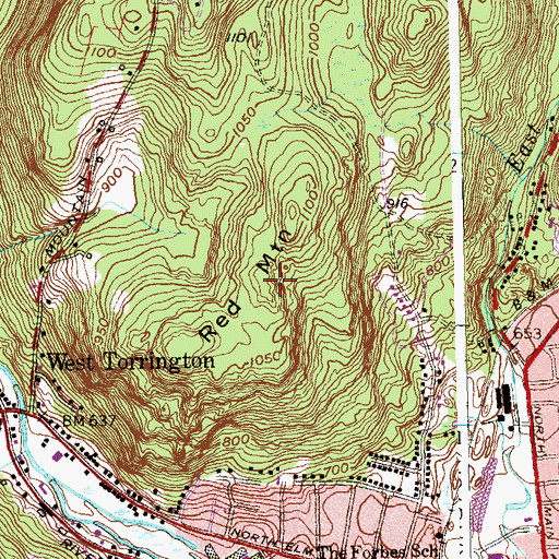 Topographic Map of Red Mountain, CT
