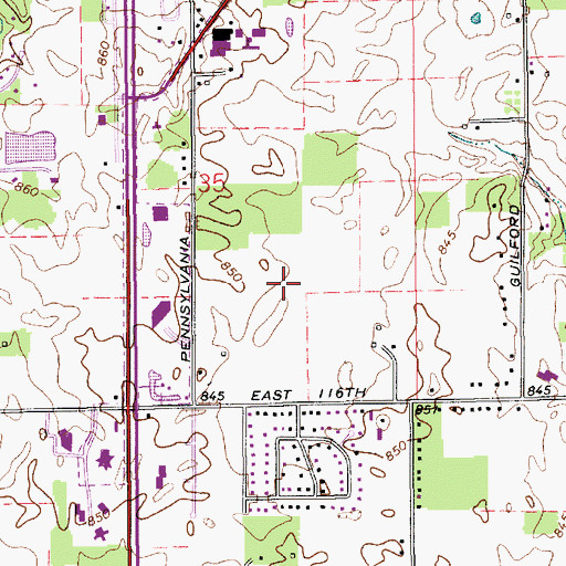 Topographic Map of Meridian Technology Center, IN