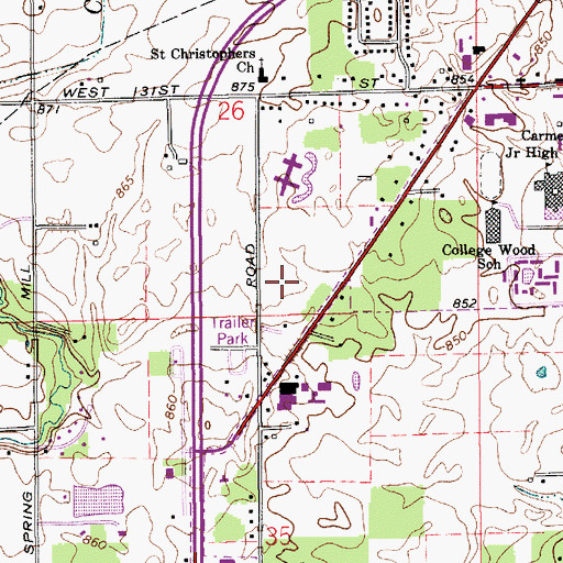 Topographic Map of Meijer Shopping Center, IN