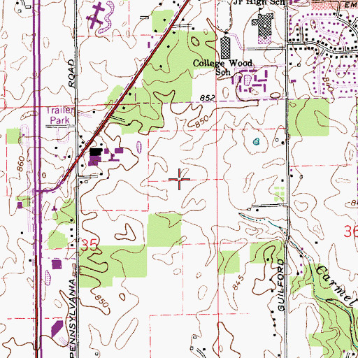 Topographic Map of Carmel Executive Office Park, IN