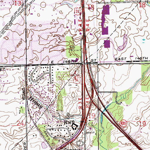 Topographic Map of Greyhound Plaza Shopping Center, IN