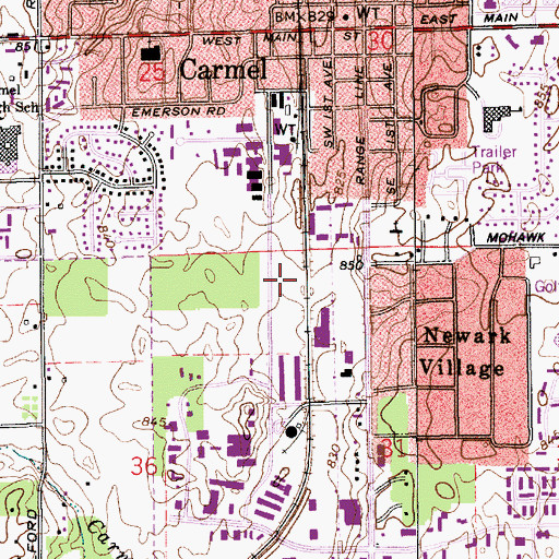 Topographic Map of Carmel Performing Arts Center, IN
