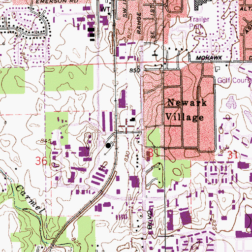 Topographic Map of Carmel Plaza Shopping Center, IN