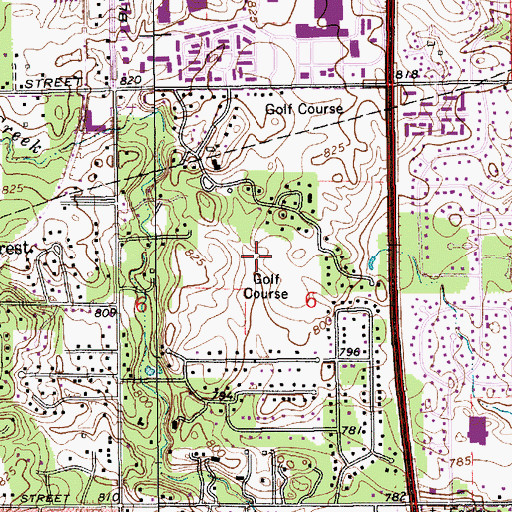 Topographic Map of Woodland Country Club, IN