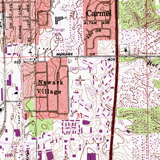 Topographic Map of Mohawk Hills Golf Course, IN