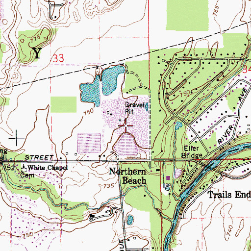 Topographic Map of Founders Park, IN