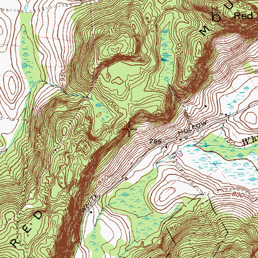 Topographic Map of Red Mountain, CT