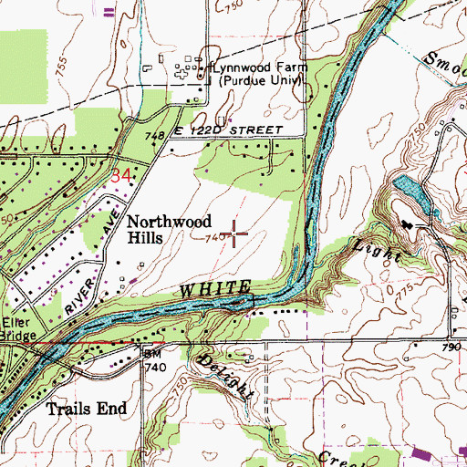 Topographic Map of River Heritage Park, IN