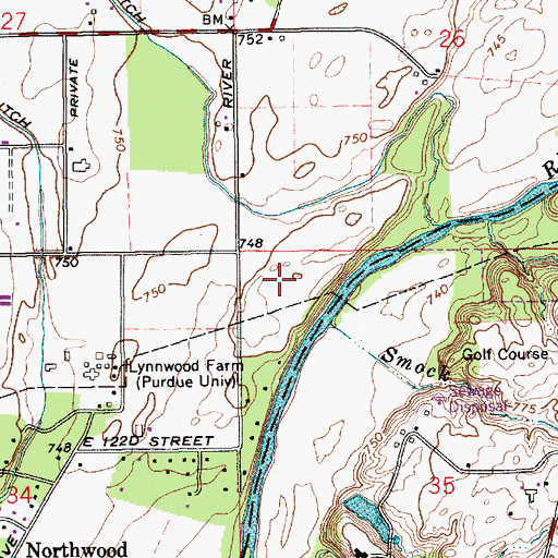 Topographic Map of River Road Park, IN