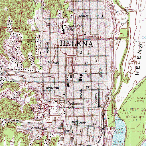 Topographic Map of Helena-West Helena, AR